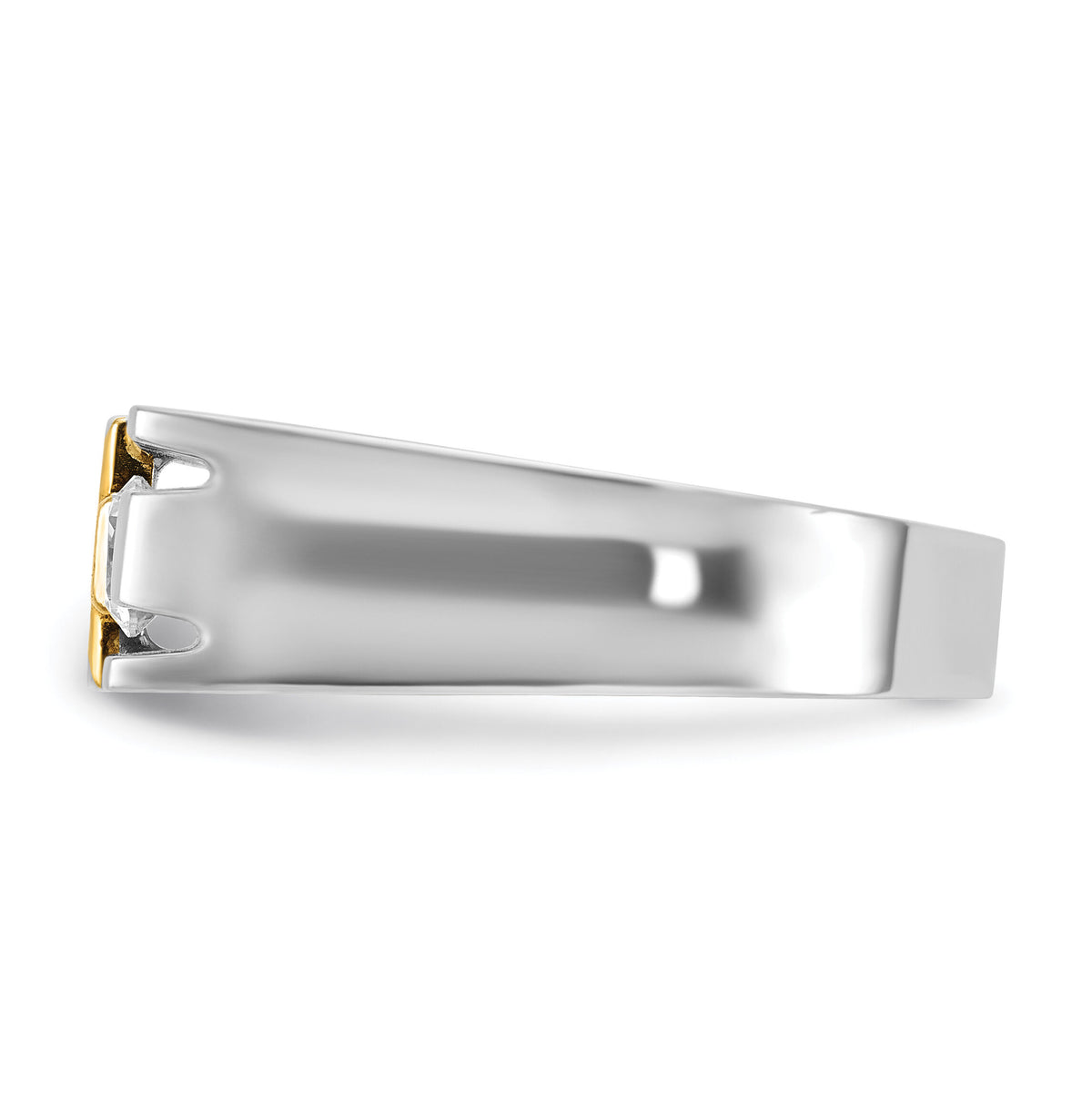 10k Two-tone IBGoodman Men's Polished Satin & Cut-Out Dia Cross Ring-B63589
