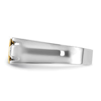 10k Two-tone IBGoodman Men's Polished Satin & Cut-Out Dia Cross Ring-B63589
