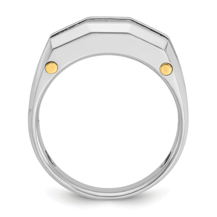 14ktt IBGoodman Men's Polished & Satin Cut-Out 5-Stone Diamond Ring-B63593