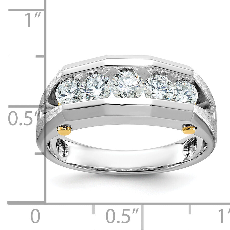 14ktt IBGoodman Men's Polished & Satin Cut-Out 5-Stone Diamond Ring-B63593