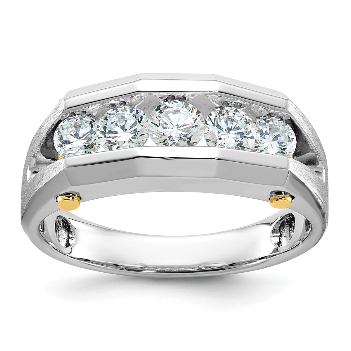 14ktt IBGoodman Men's Polished & Satin Cut-Out 5-Stone Diamond Ring-B63593