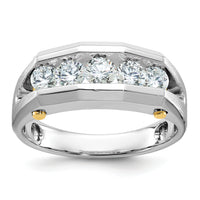 14ktt IBGoodman Men's Polished & Satin Cut-Out 5-Stone Diamond Ring-B63593