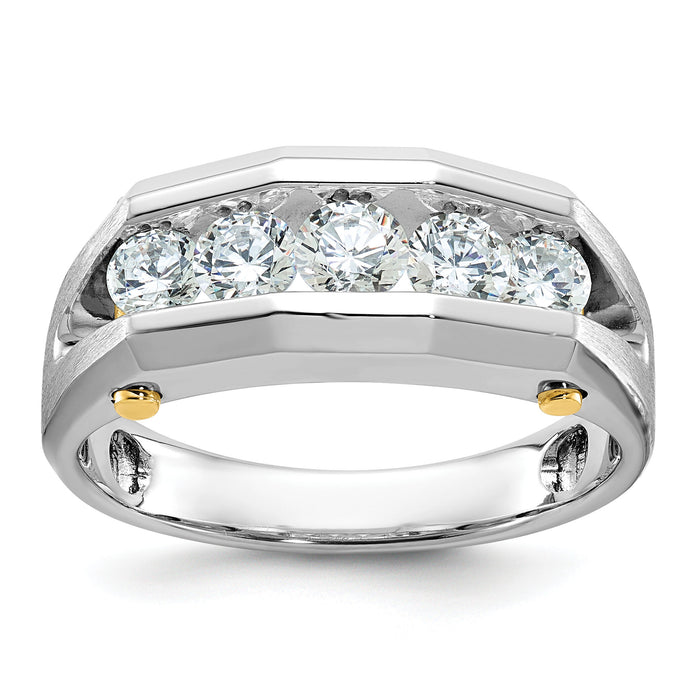 14ktt IBGoodman Men's Polished & Satin Cut-Out 5-Stone Diamond Ring-B63593