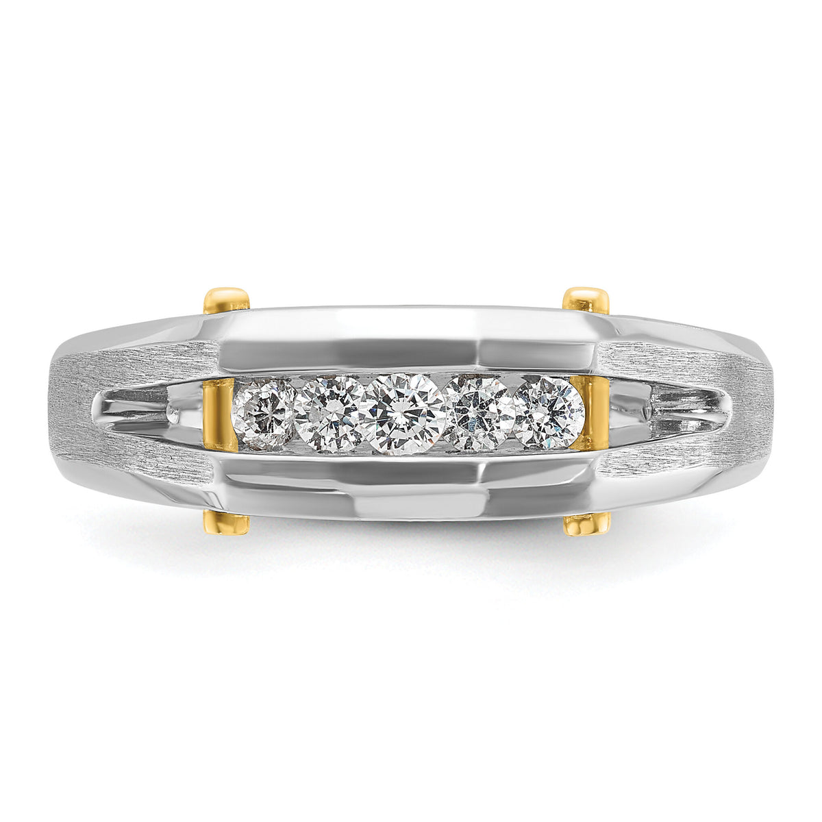 14ktt IBGoodman Men's Polished Satin & Cut-Out 5-Stone Diamond Ring-B63594