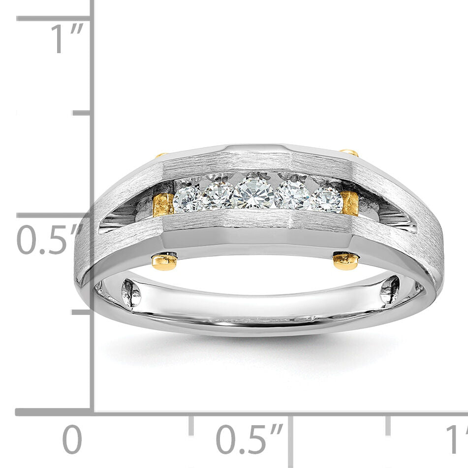 14ktt IBGoodman Men's Polished Satin & Cut-Out 5-Stone Diamond Ring-B63594