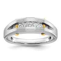 14ktt IBGoodman Men's Polished Satin & Cut-Out 5-Stone Diamond Ring-B63594