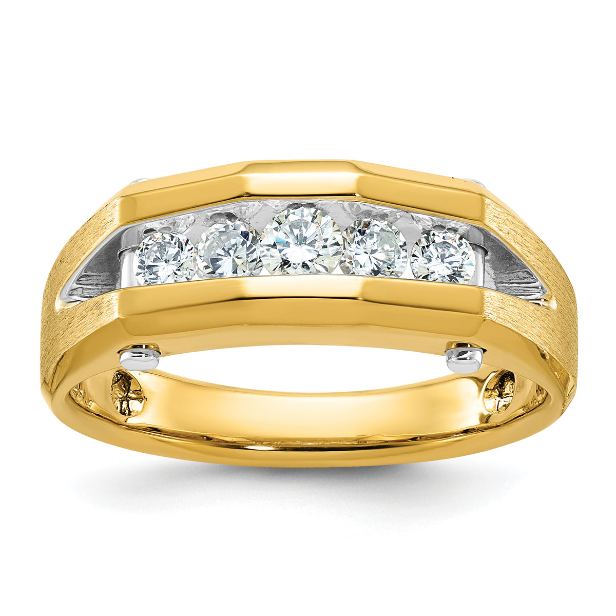 IBGoodman 14k Two-tone 5 Stone Polished and Satin Men's Ring Mounting-B63599-4YW