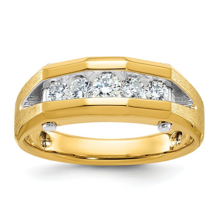 IBGoodman 14k Two-tone 5 Stone Polished and Satin Men's Ring Mounting-B63599-4YW