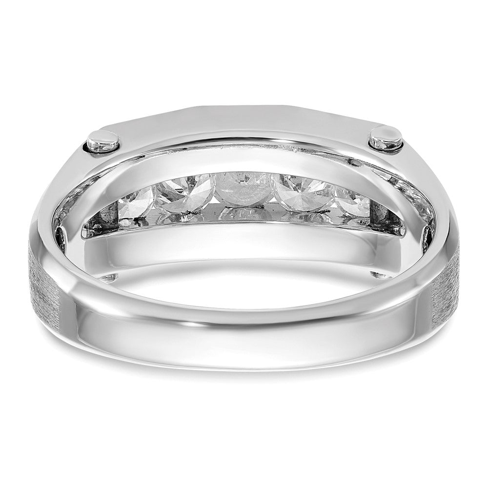 IBGoodman 14k White Gold Men's Polished and Satin 5-Stone 3/4 Carat AA Quality Diamond Ring-B63601-4WAA