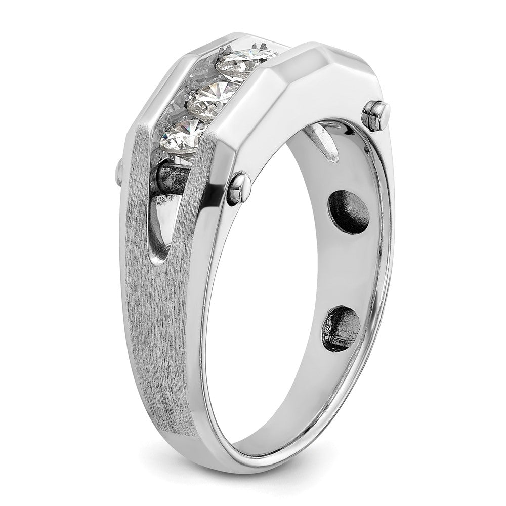 IBGoodman 14k White Gold Men's Polished and Satin 5-Stone 3/4 Carat AA Quality Diamond Ring-B63601-4WAA