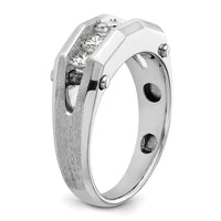 IBGoodman 14k White Gold Men's Polished and Satin 5-Stone 3/4 Carat AA Quality Diamond Ring-B63601-4WAA