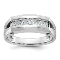 IBGoodman 14k White Gold 5 Stone Polished and Satin Men's Ring Mounting-B63601
