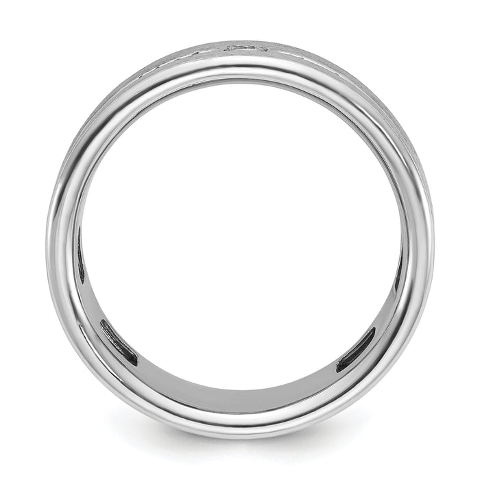 14k White Gold IBGoodman Men's Polished and Satin AA Diamond Ring-B63650