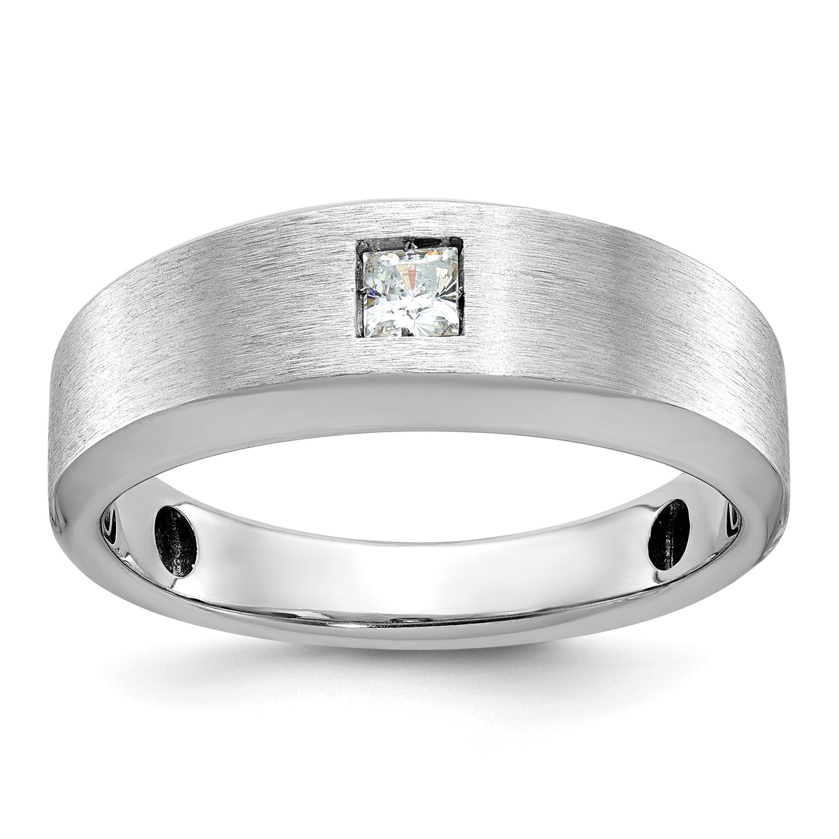 14k White Gold IBGoodman Men's Polished/Satin Diamond Complete Ring-B63683-4WAA