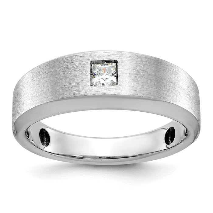 14k White Gold IBGoodman Men's Polished/Satin Diamond Complete Ring-B63683-4WAA