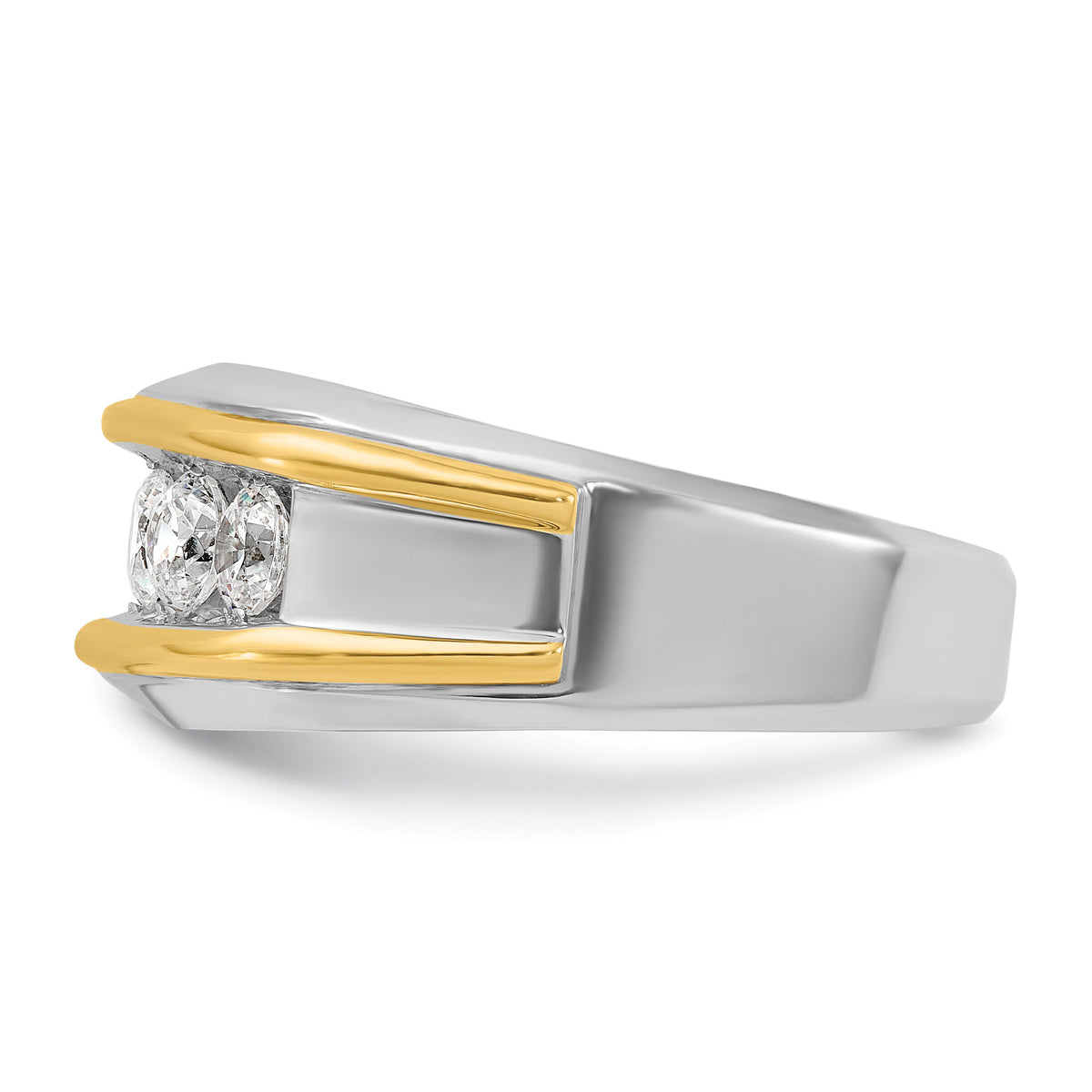 10k Two-tone IBGoodman Men's Polished 5-Stone Ring Mounting-B63686