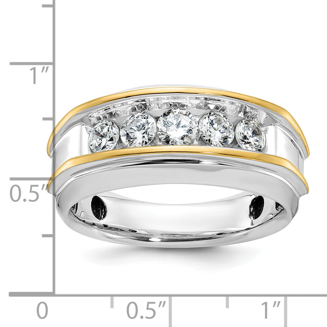 10k Two-tone IBGoodman Men's Polished 5-Stone Ring Mounting-B63686