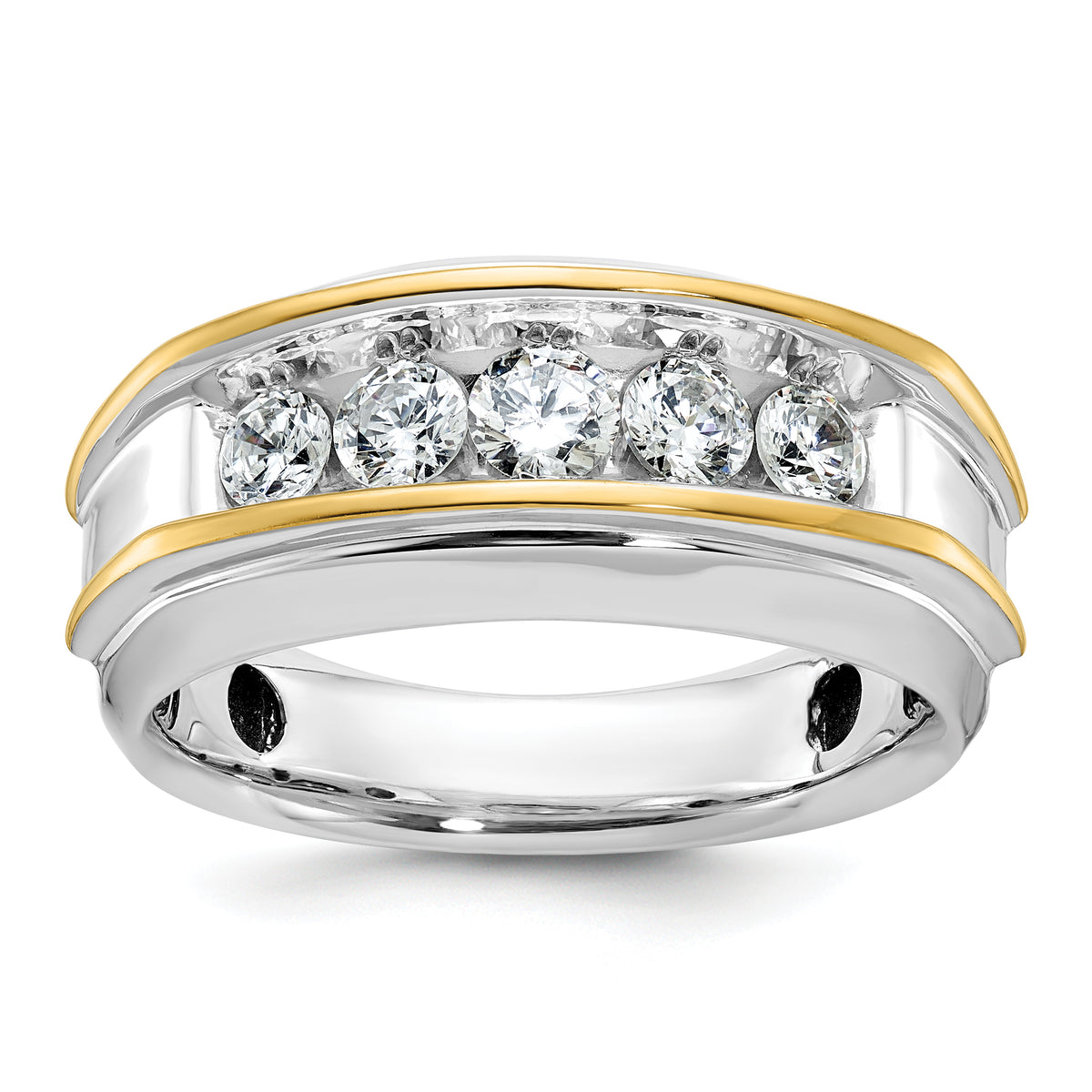 10k Two-tone IBGoodman Men's Polished 5-Stone Ring Mounting-B63686-0WY