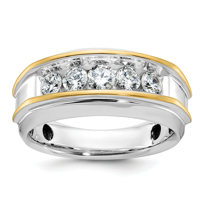 10k Two-tone IBGoodman Men's Polished 5-Stone Ring Mounting-B63686-0WY