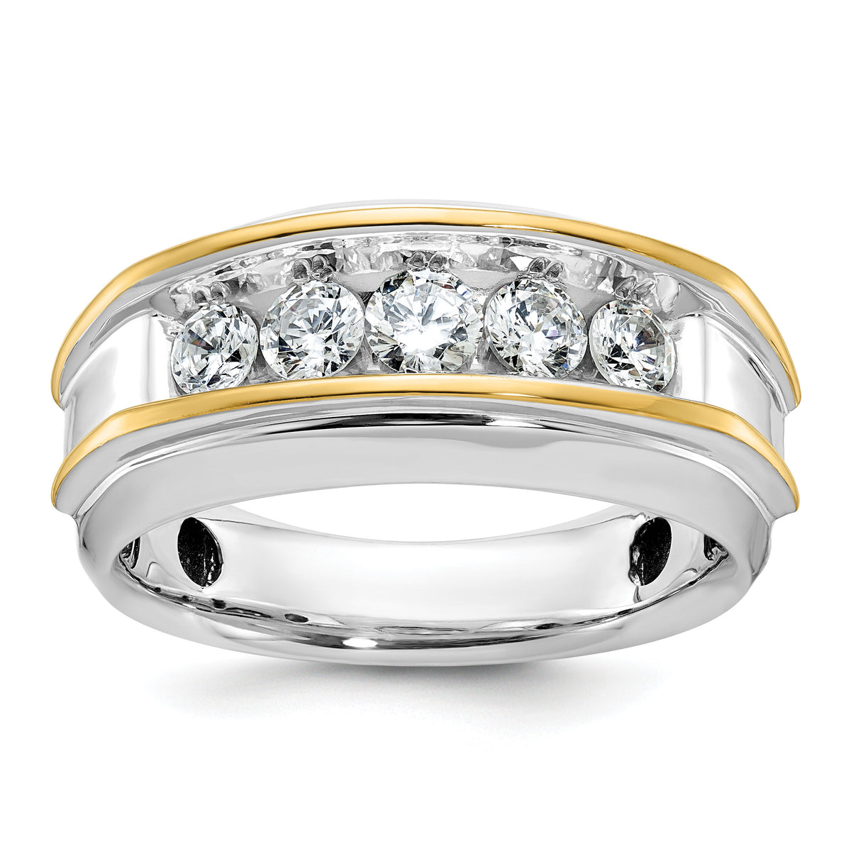 10k Two-tone IBGoodman Men's Polished 5-Stone Ring Mounting-B63686
