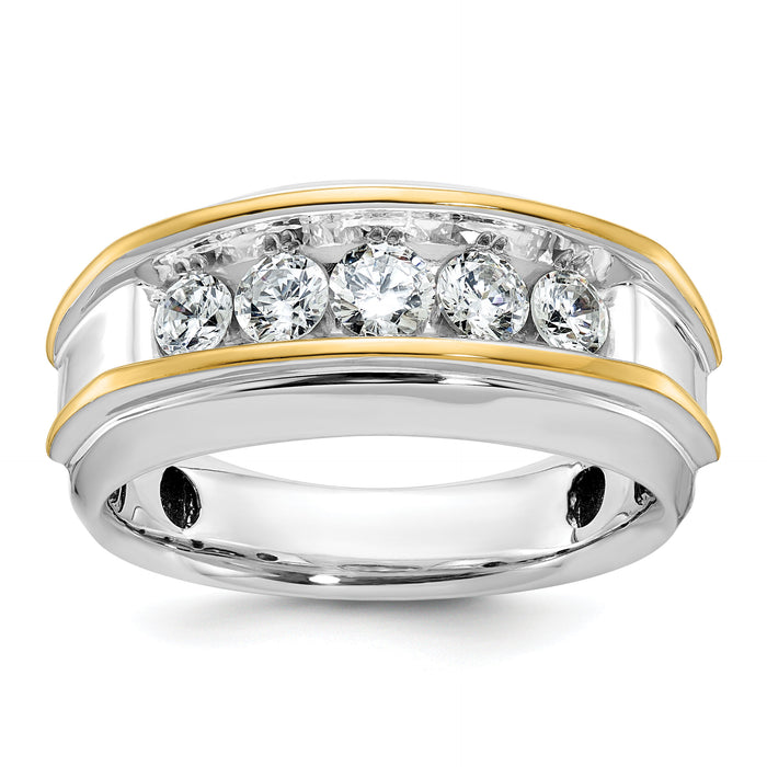 10k Two-tone IBGoodman Men's Polished 5-Stone Ring Mounting-B63686