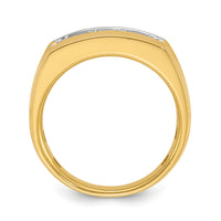 14k w/ White RH IBGoodman Men's Grooved 3-Stone Diamond Ring-B63723