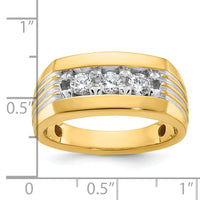 14k w/ White RH IBGoodman Men's Grooved 3-Stone Diamond Ring-B63723