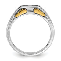 14k Two-tone IBGoodman Men's Polished and Satin Diamond Complete Ring-B63726