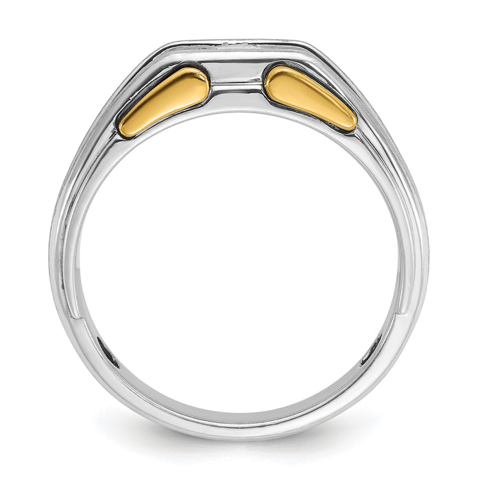 14k Two-tone IBGoodman Men's Polished and Satin Diamond Complete Ring-B63726