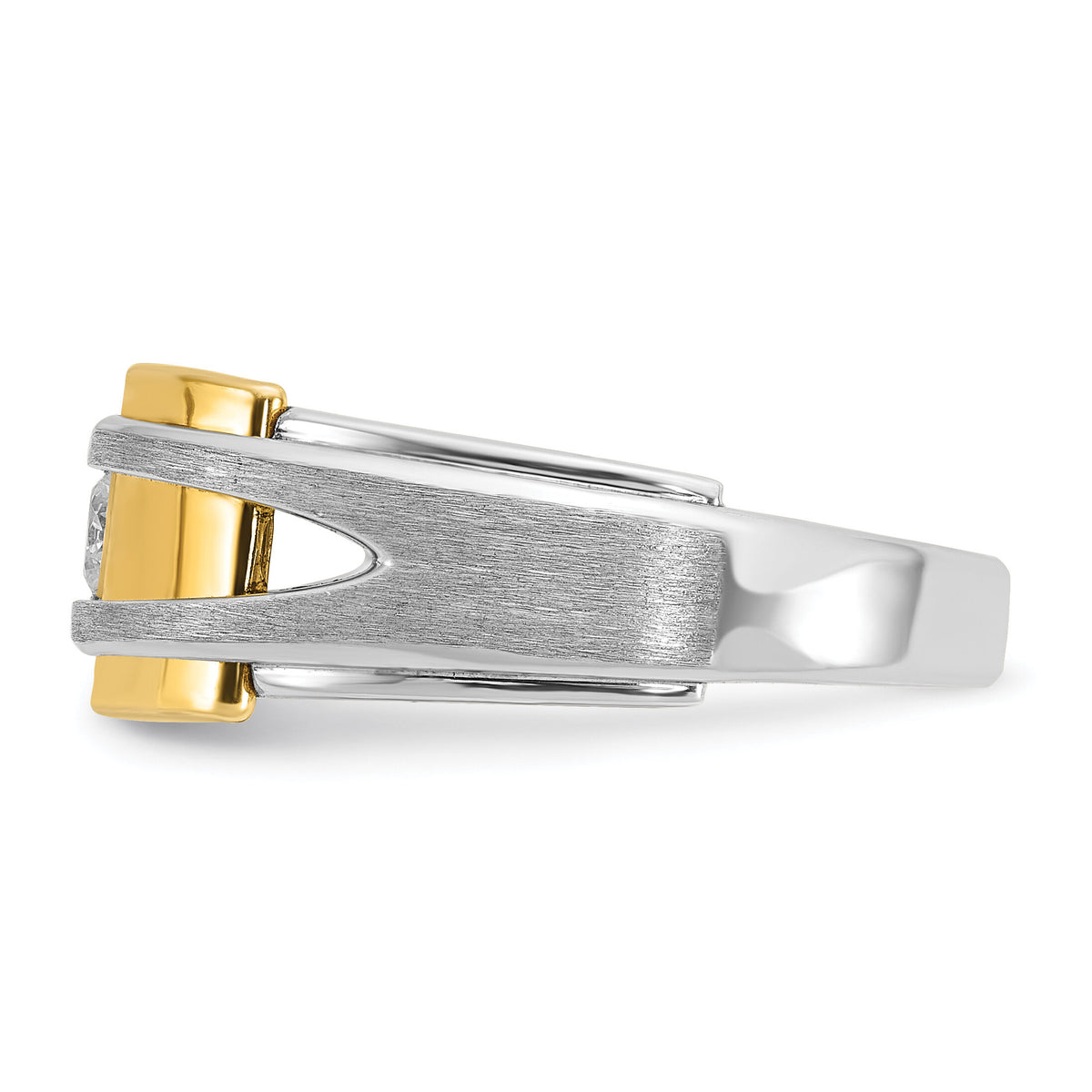 14k Two-tone IBGoodman Men's Polished and Satin Diamond Complete Ring-B63726