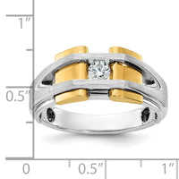 14k Two-tone IBGoodman Men's Polished and Satin Diamond Complete Ring-B63726