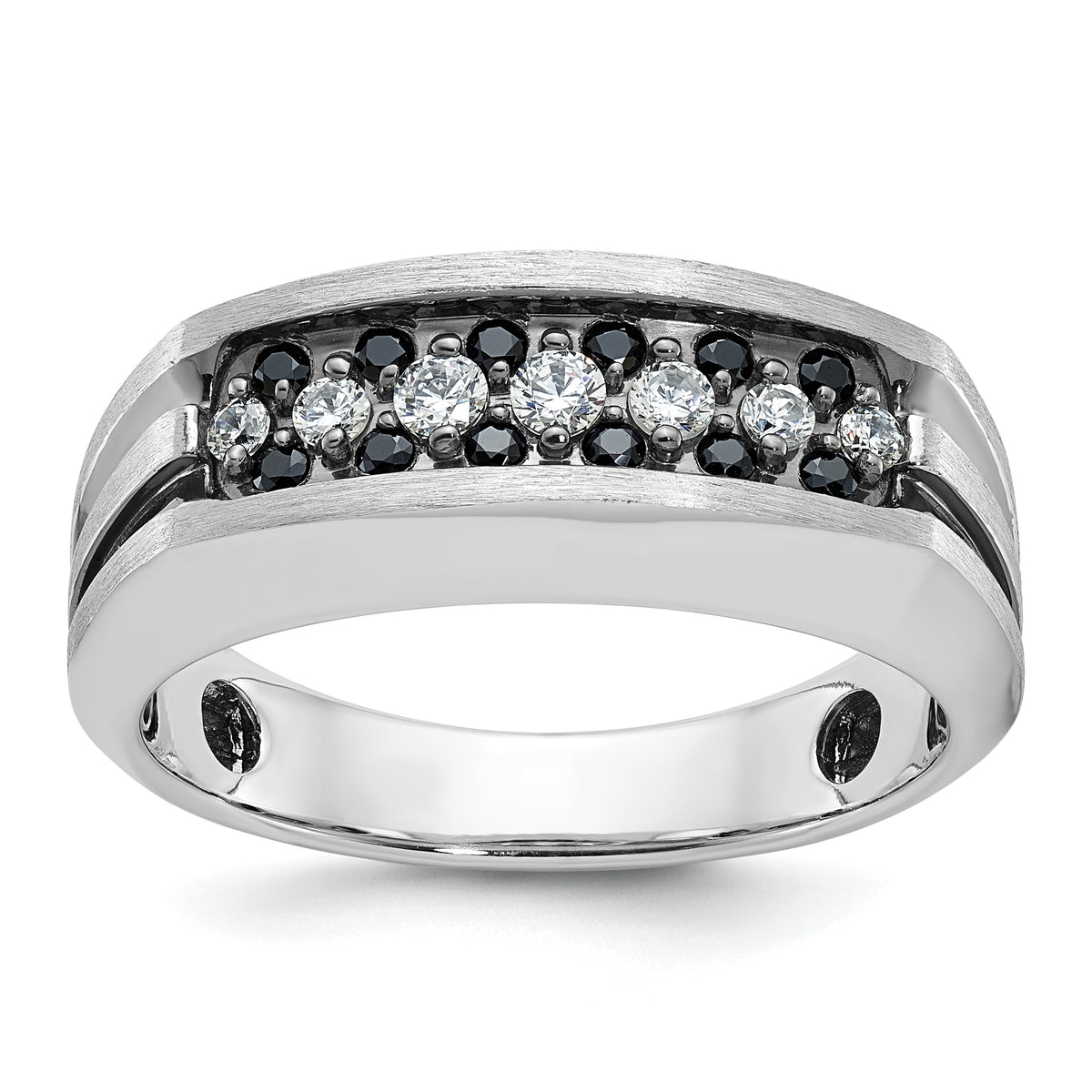 10kw IBGoodman Men's Polished Satin and Grooved Ring Mounting-B63728-0W