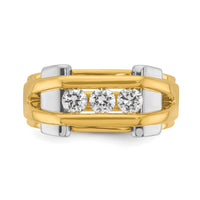 14k Two-tone 1/2 ct Lab Grown Diamond VS/SI+ G+ 3 Stone Comp Men's Ring-B63737