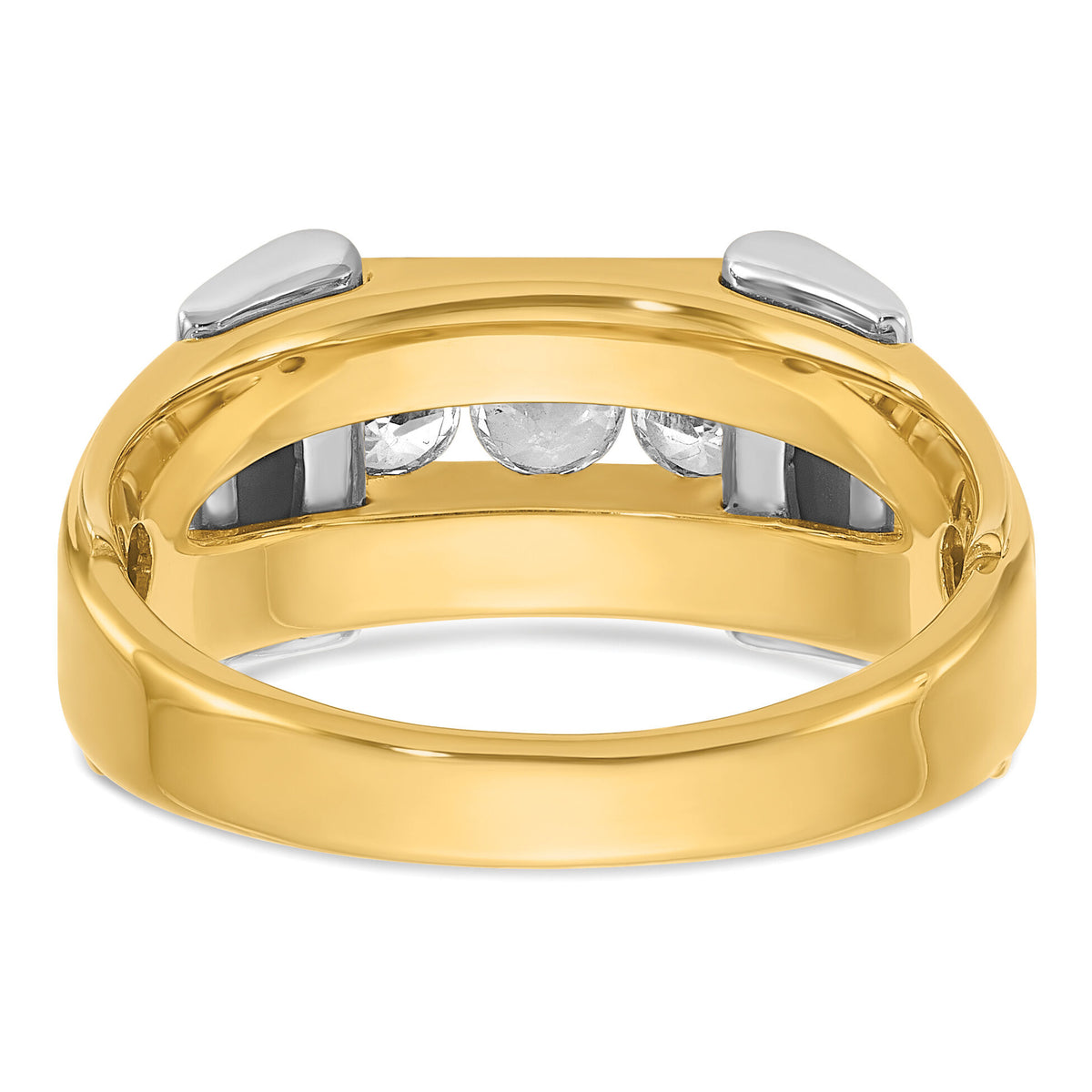 14k Two-tone 1/2 ct Lab Grown Diamond VS/SI+ G+ 3 Stone Comp Men's Ring-B63737
