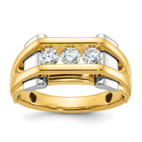 14k Two-tone 1/2 ct Lab Grown Diamond VS/SI+ G+ 3 Stone Comp Men's Ring-B63737