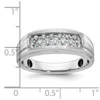 14k White Gold IBGoodman Men's Polished Satin and Grooved 1/4 Carat AA Quality Diamond Ring-B63754-4WAA