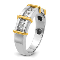 IBGoodman 14k Two-tone Men's Polished 7-Stone 1/2 Carat AA Quality Diamond Ring-B63763-4WYAA