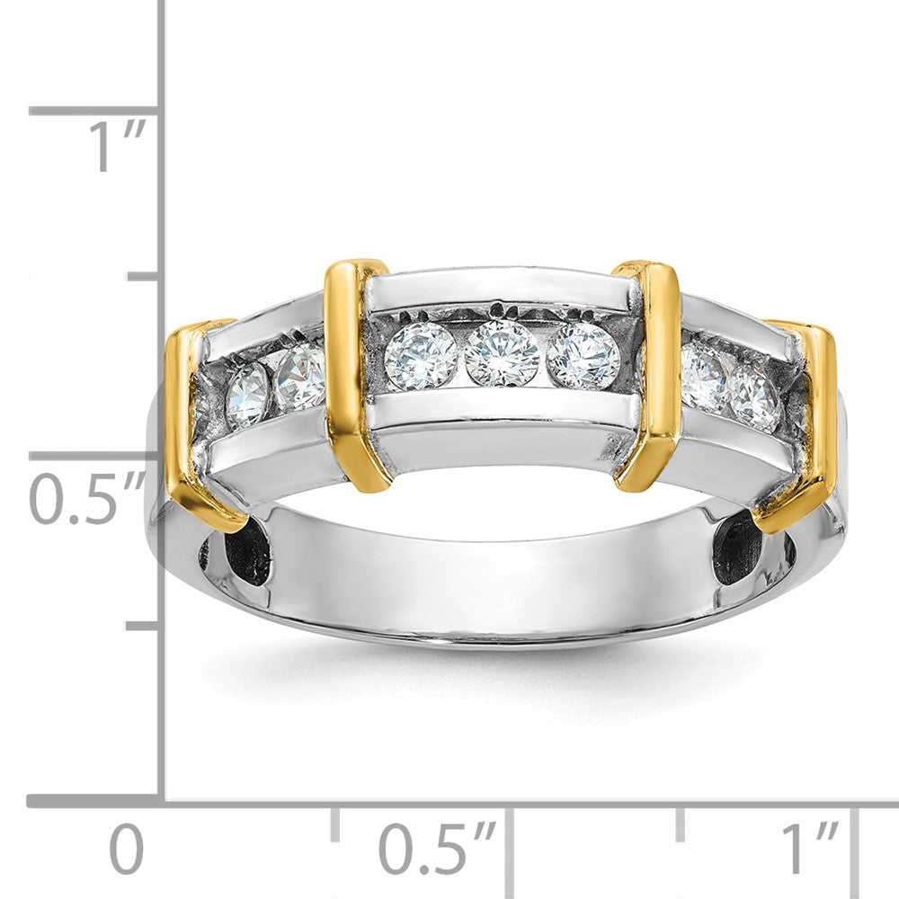 IBGoodman 14k Two-tone Men's Polished 7-Stone 1/2 Carat AA Quality Diamond Ring-B63763-4WYAA