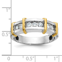 IBGoodman 14k Two-tone Men's Polished 7-Stone 1/2 Carat AA Quality Diamond Ring-B63763-4WYAA