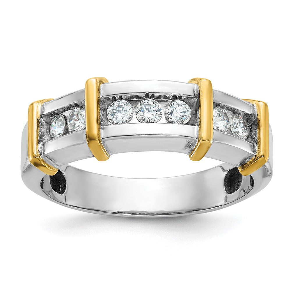 IBGoodman 14k Two-tone Men's Polished 7-Stone 1/2 Carat AA Quality Diamond Ring-B63763-4WYAA