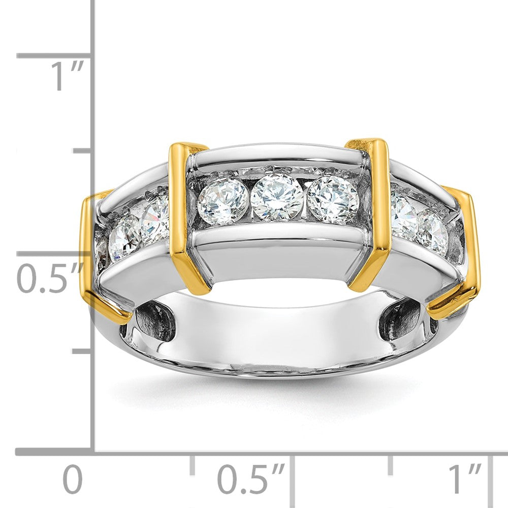 IBGoodman 14k Two-tone Men's Polished 7-Stone 1 Carat AA Quality Diamond Ring-B63773-4WYAA