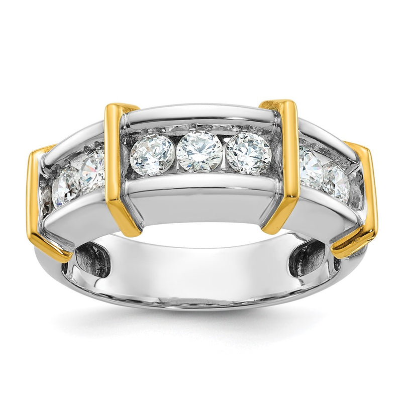 IBGoodman 14k Two-tone Men's Polished 7-Stone 1 Carat AA Quality Diamond Ring-B63773-4WYAA