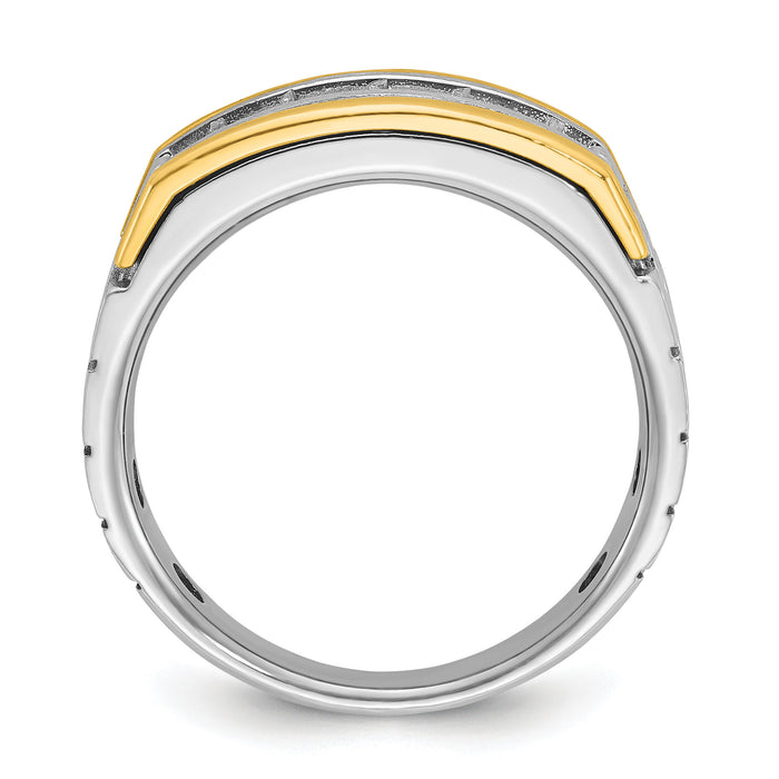 14k Two-tone 1 ct Lab Grown Diamond VS/SI+ G+ 5 Stone Complete Men's Ring-B63776
