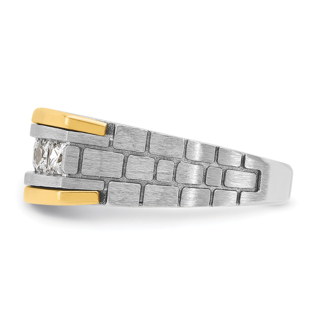 14k Two-tone 1 ct Lab Grown Diamond VS/SI+ G+ 5 Stone Complete Men's Ring-B63776