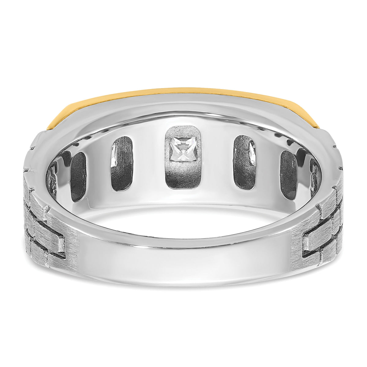 14k Two-tone 1 ct Lab Grown Diamond VS/SI+ G+ 5 Stone Complete Men's Ring-B63776