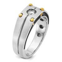 14k Two-tone IBGoodman Men's Polished and Satin 1/5 carat Diamond Complete Ring-B63783-4WYAA