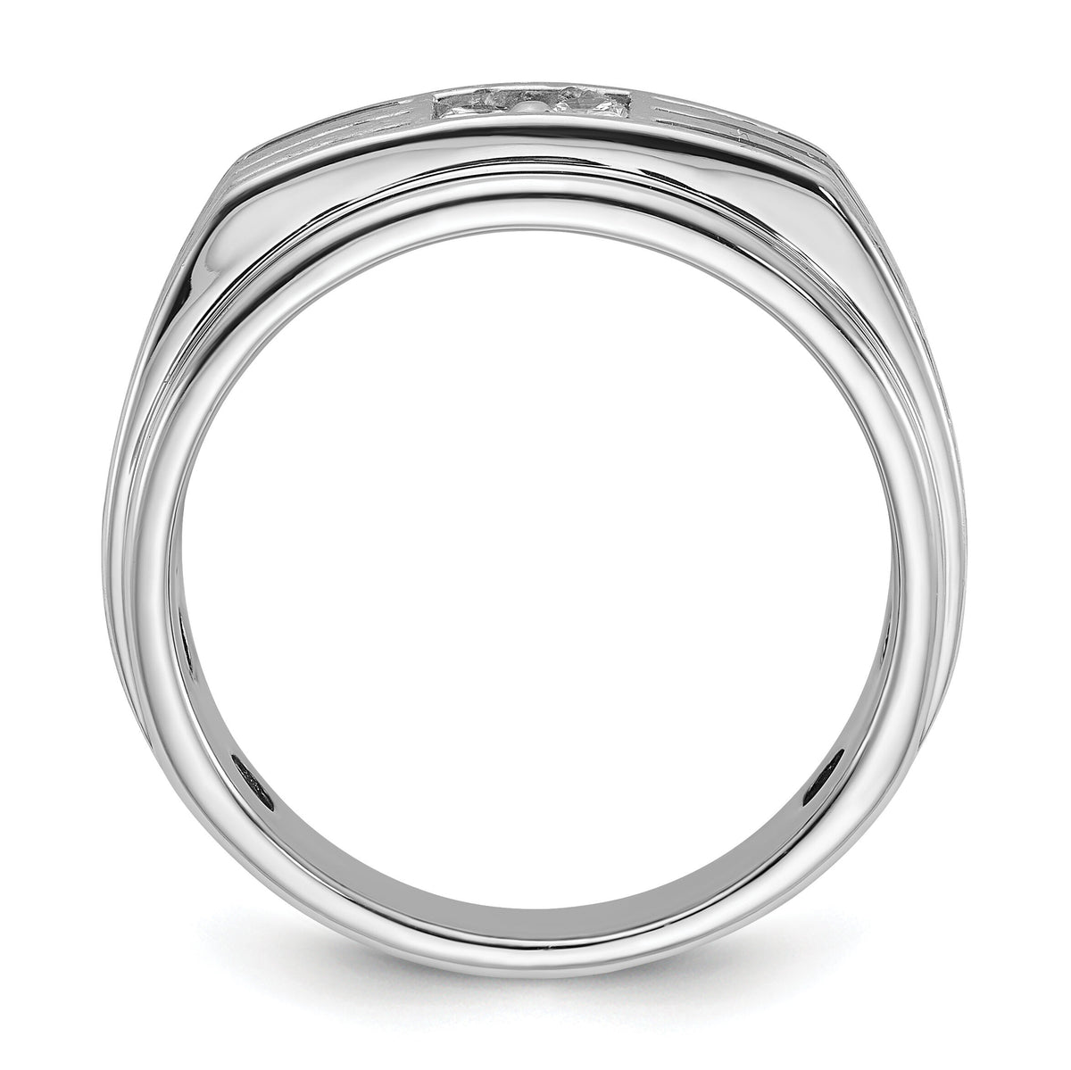 14k White Gold w/ Blk RH 1/3 ct Lab Grown Dia VS/SI+ G+ Complete Men's Ring-B63786