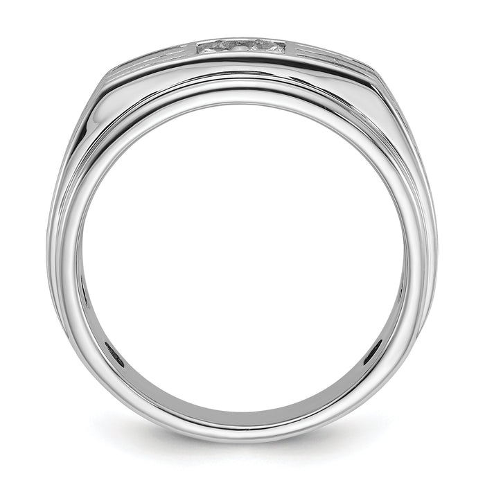 14k White Gold w/ Blk RH 1/3 ct Lab Grown Dia VS/SI+ G+ Complete Men's Ring-B63786