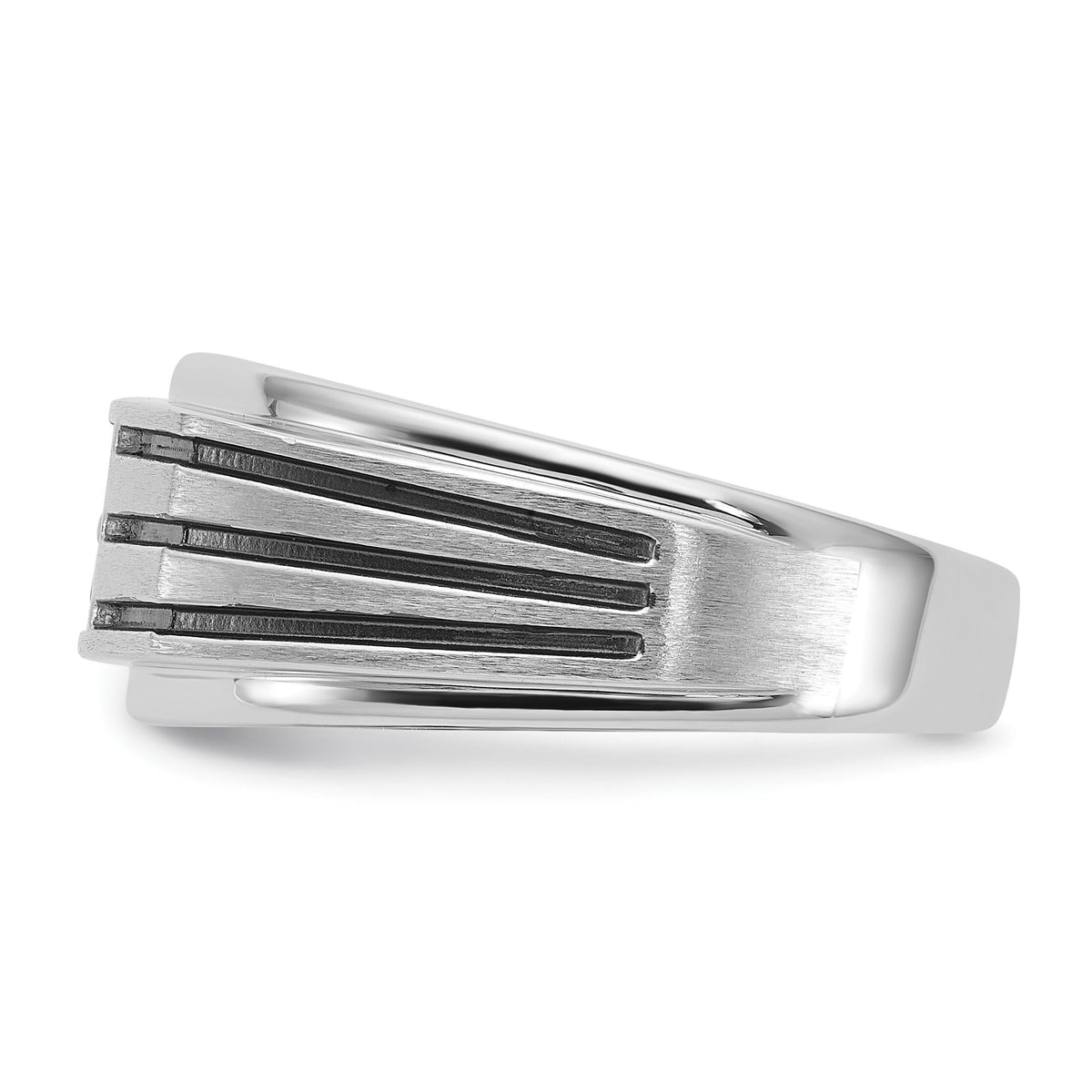 14k White Gold w/ Blk RH 1/3 ct Lab Grown Dia VS/SI+ G+ Complete Men's Ring-B63786