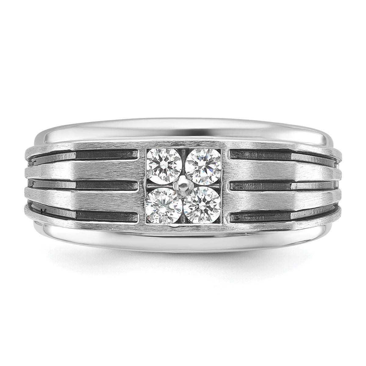 14k White Gold w/ Blk RH 1/3 ct Lab Grown Dia VS/SI+ G+ Complete Men's Ring-B63786